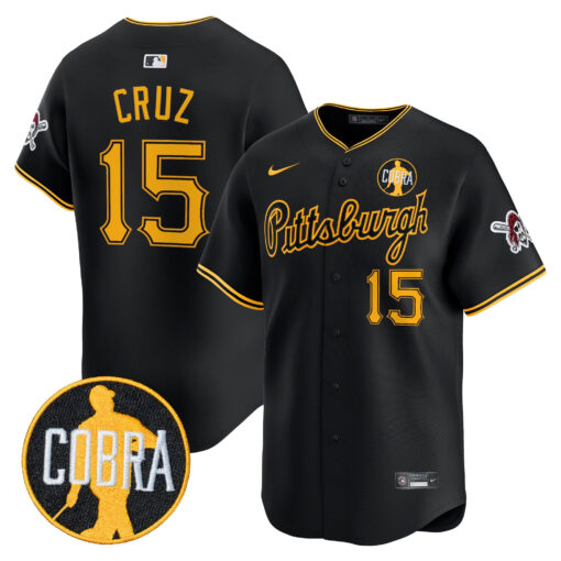 Men’s Pittsburgh Pirates ‘Dave Parker Cobra Patch’ Vapor Premier Limited Jersey #15 Oneil Cruz