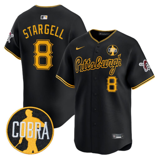 Men’s Pittsburgh Pirates ‘Dave Parker Cobra Patch’ Vapor Premier Limited Jersey #8 Willie Stargell