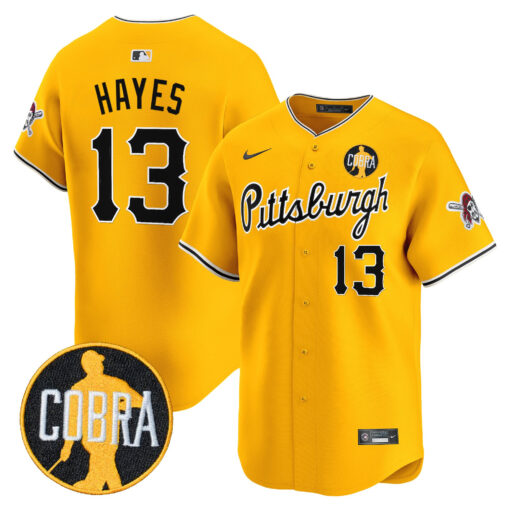 Men’s Pittsburgh Pirates ‘Dave Parker Cobra Patch’ Vapor Premier Limited Jersey gold #13 Ke'Bryant Hayes