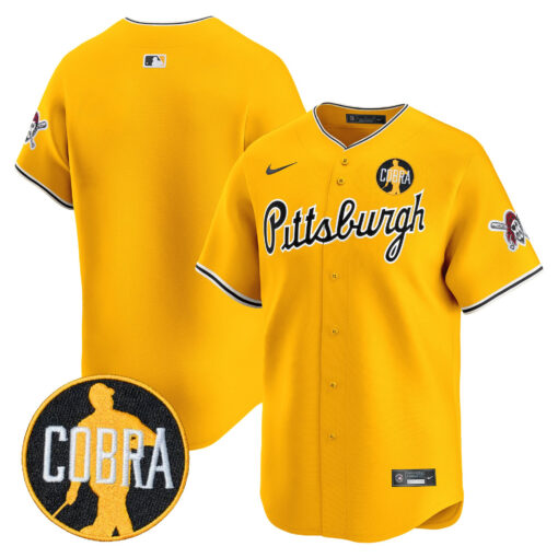 Men’s Pittsburgh Pirates ‘Dave Parker Cobra Patch’ Vapor Premier Limited Jersey gold blank