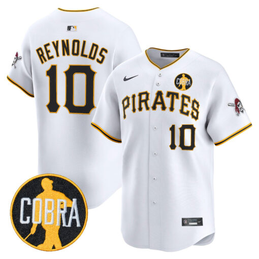 Men’s Pittsburgh Pirates ‘Dave Parker Cobra Patch’ Vapor Premier Limited Jersey white #10 Bryan Reynolds
