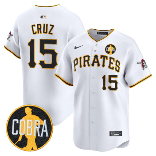 Men’s Pittsburgh Pirates ‘Dave Parker Cobra Patch’ Vapor Premier Limited Jersey white #15 Oneil Cruz