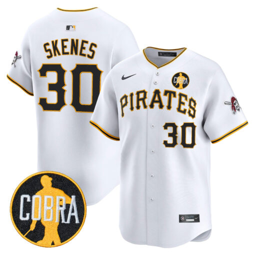 Men’s Pittsburgh Pirates ‘Dave Parker Cobra Patch’ Vapor Premier Limited Jersey white #30 Paul Skenes