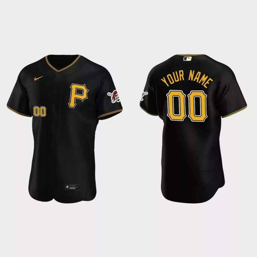 Men’s Pittsburgh Pirates Black Authentic Alternate Custom Jersey