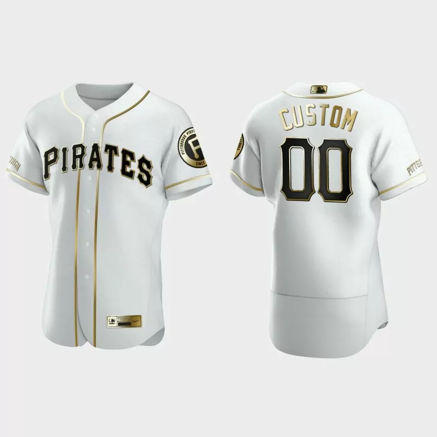Men’s Pittsburgh Pirates Custom Authentic Golden Edition Jersey – White