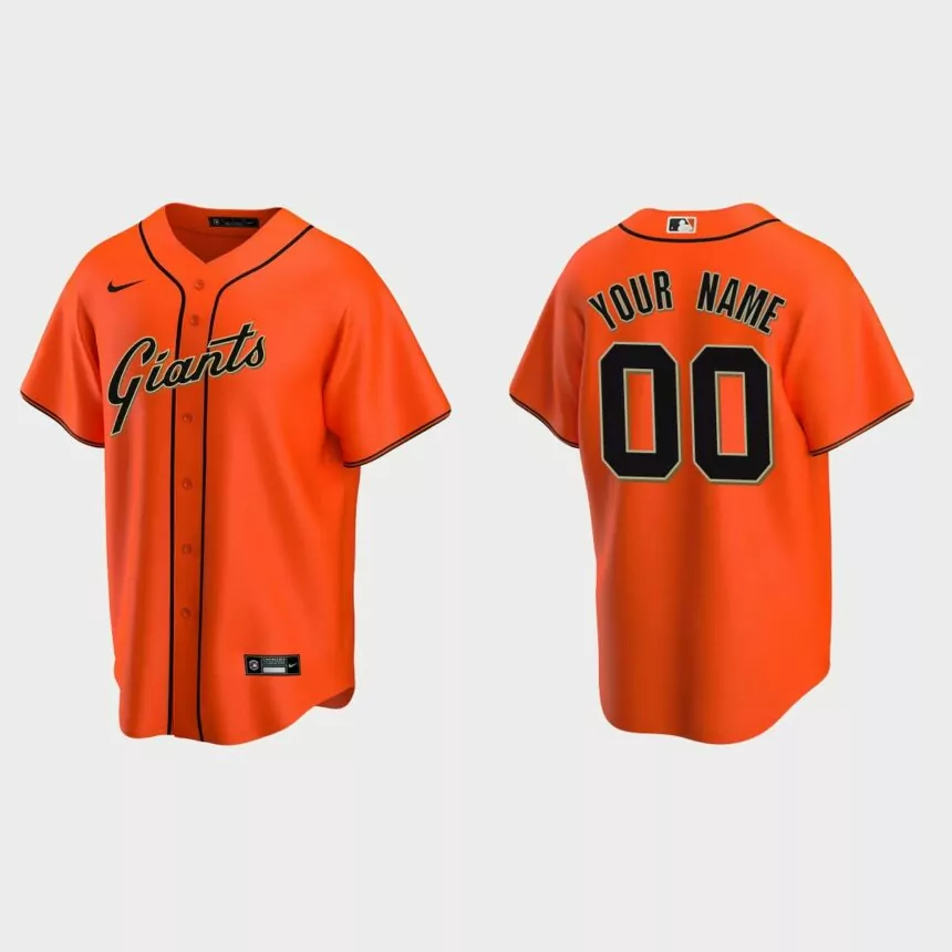 Men’s San Francisco Giants Orange Replica Alternate Custom Jersey