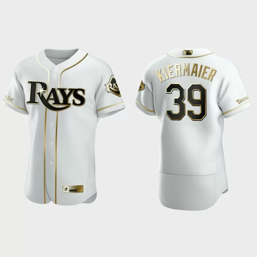 Men’s Tampa Bay Rays Kevin Kiermaier Authentic Golden Edition Jersey – White