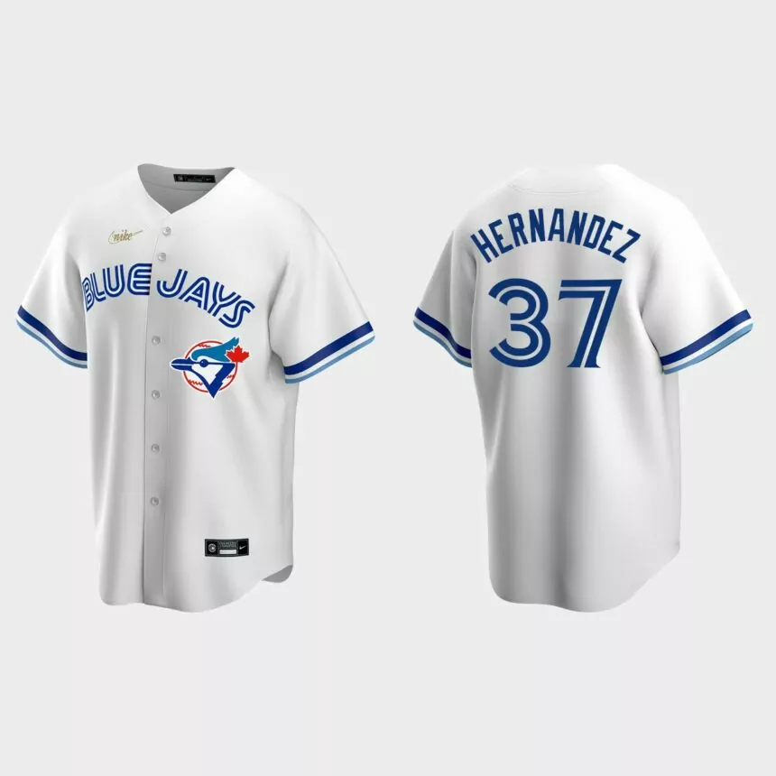 Men’s Teoscar Hernandez #37 Toronto Blue Jays Cooperstown Collection Home Jersey – White