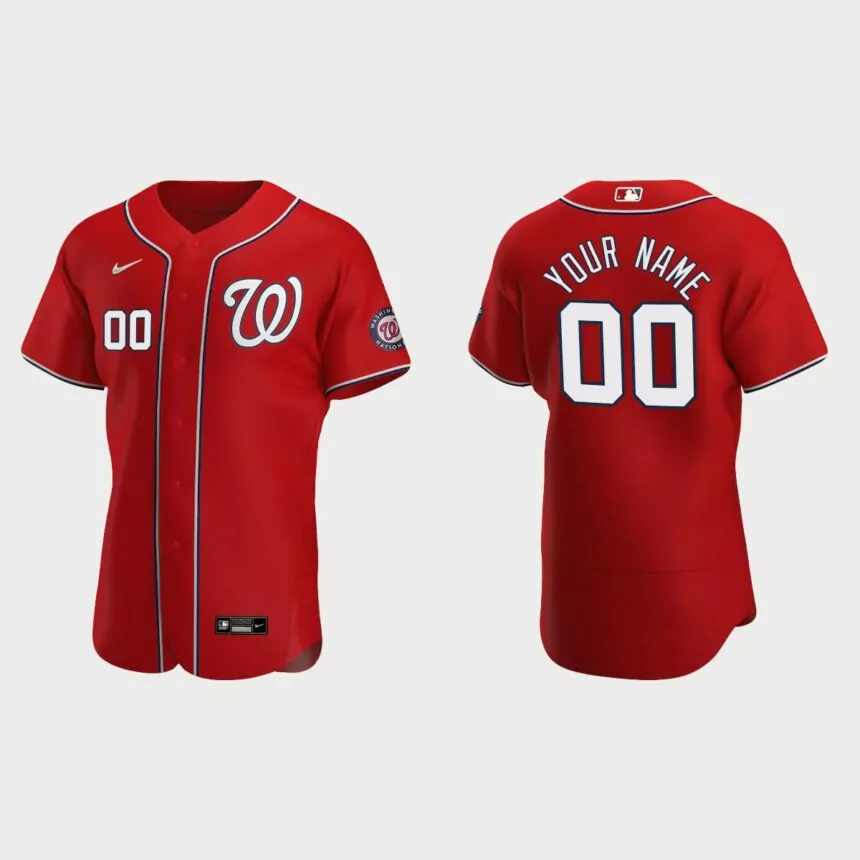 Men’s Washington Nationals Red Authentic 2020 Alternate Custom Jersey