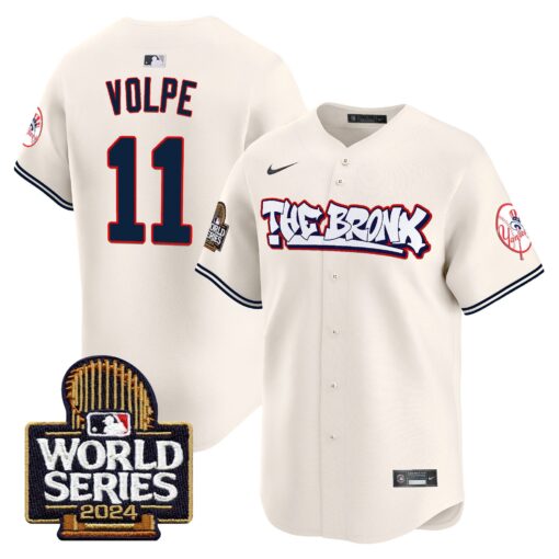 Men’s Yankees The Bronx 2024 World Series Vapor Premier Limited Jersey #11 Anthony Volpe