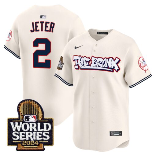 Men’s Yankees The Bronx 2024 World Series Vapor Premier Limited Jersey #2 Derek Jeter