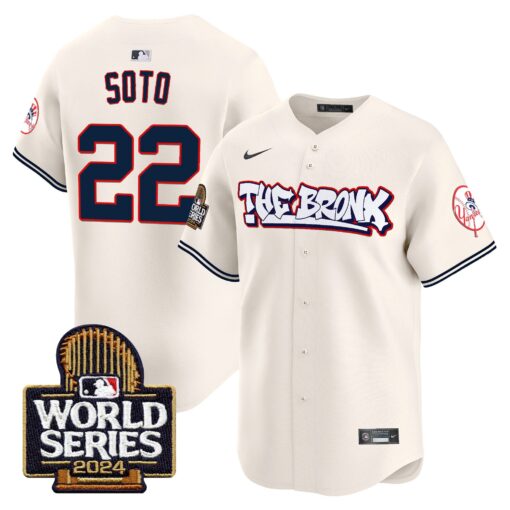 Men’s Yankees The Bronx 2024 World Series Vapor Premier Limited Jersey #22 Juan Soto