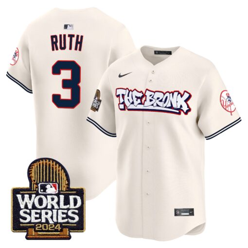 Men’s Yankees The Bronx 2024 World Series Vapor Premier Limited Jersey #3 Babe Ruth