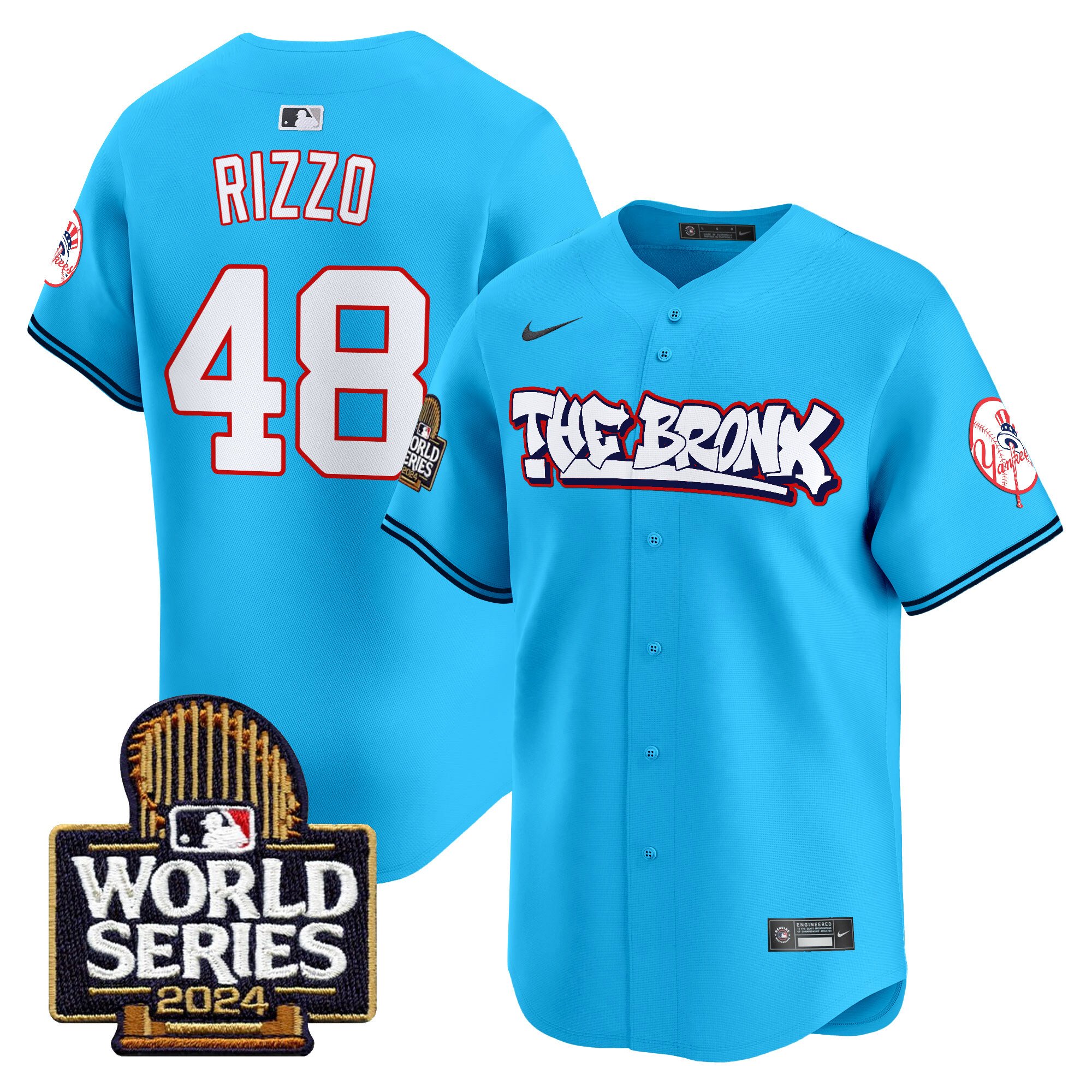 Men’s Yankees The Bronx 2024 World Series Vapor Premier Limited Jersey blue #48 Anthony Rizzo