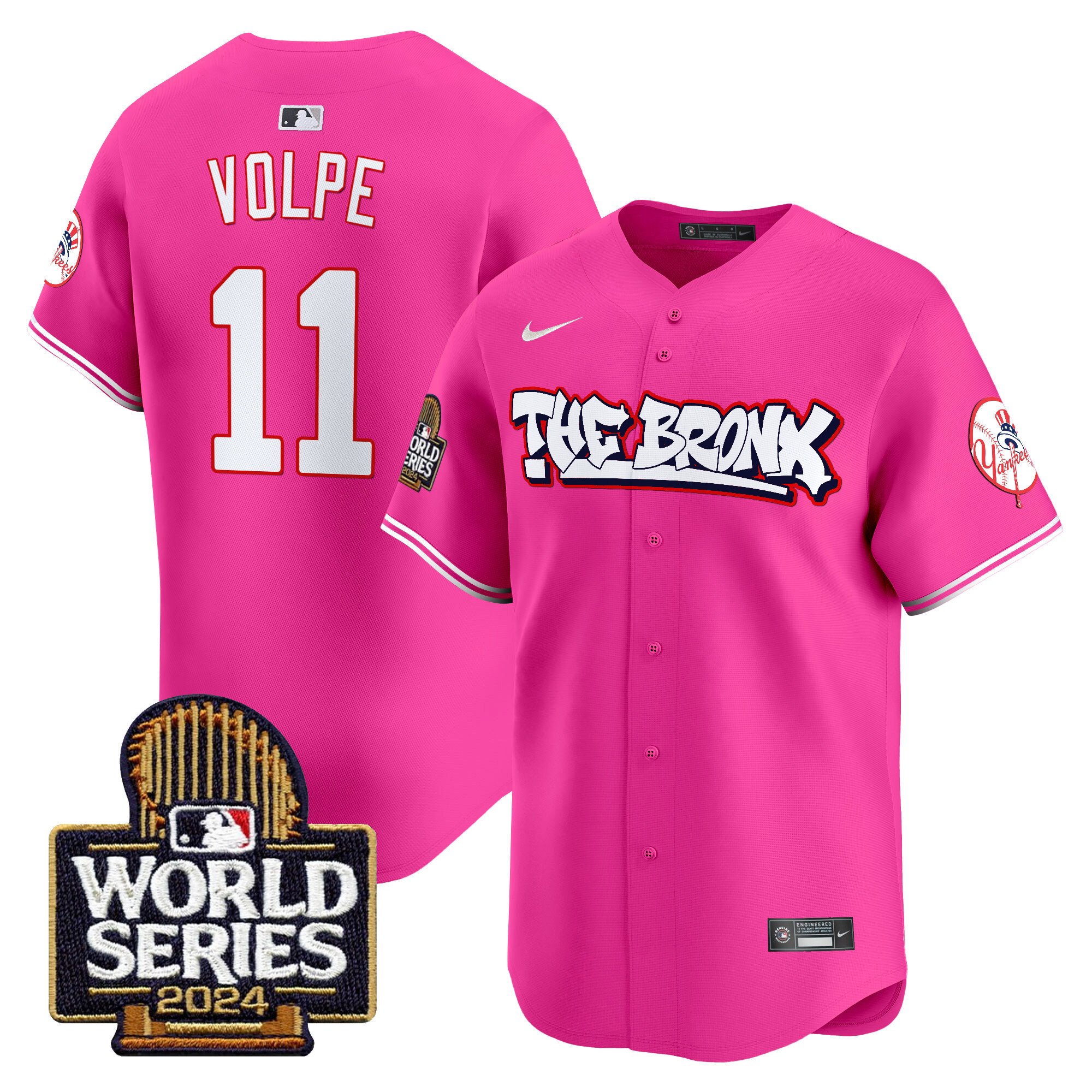 Men’s Yankees The Bronx 2024 World Series Vapor Premier Limited Jersey red #11 Anthony Volpe