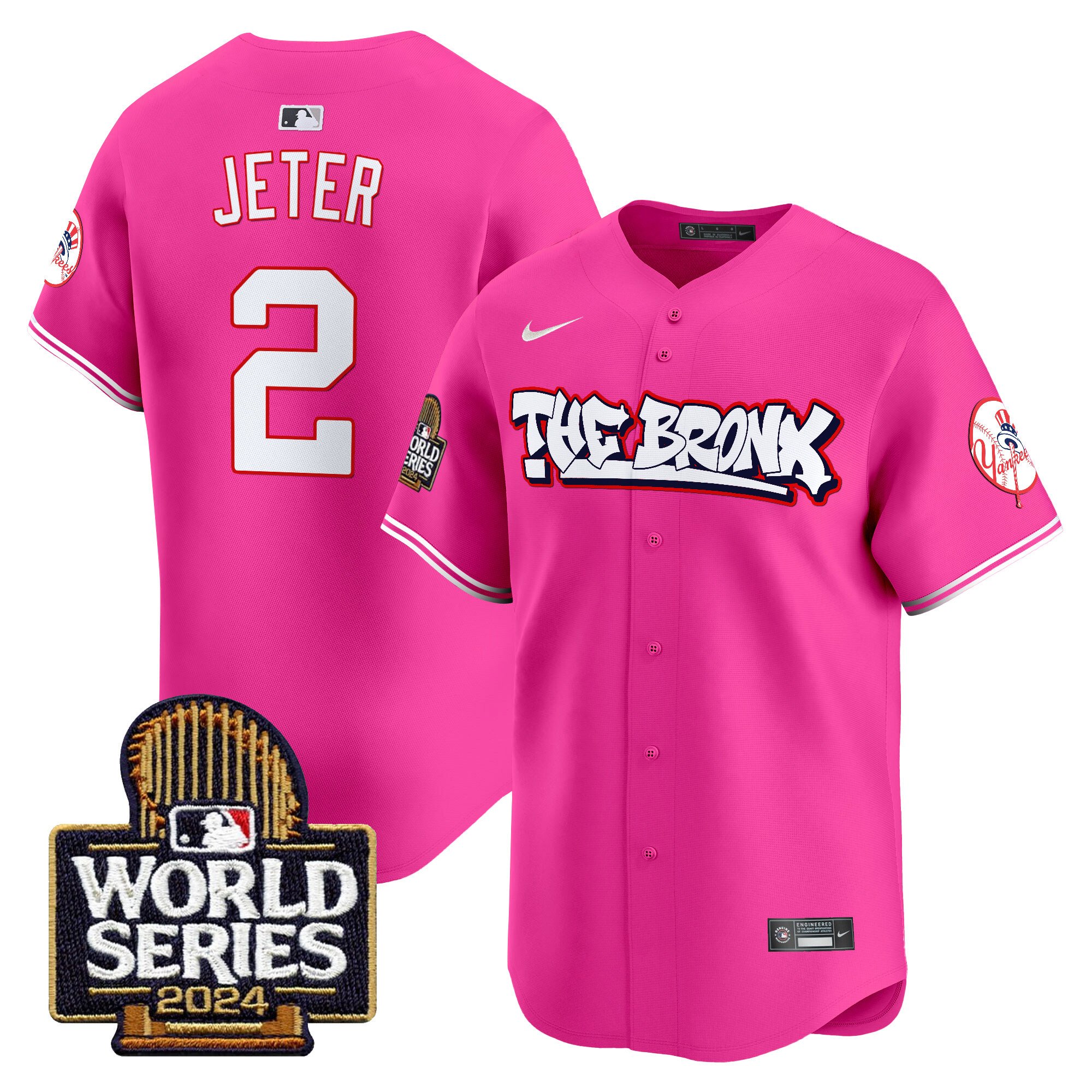 Men’s Yankees The Bronx 2024 World Series Vapor Premier Limited Jersey red #2 Derek Jeter