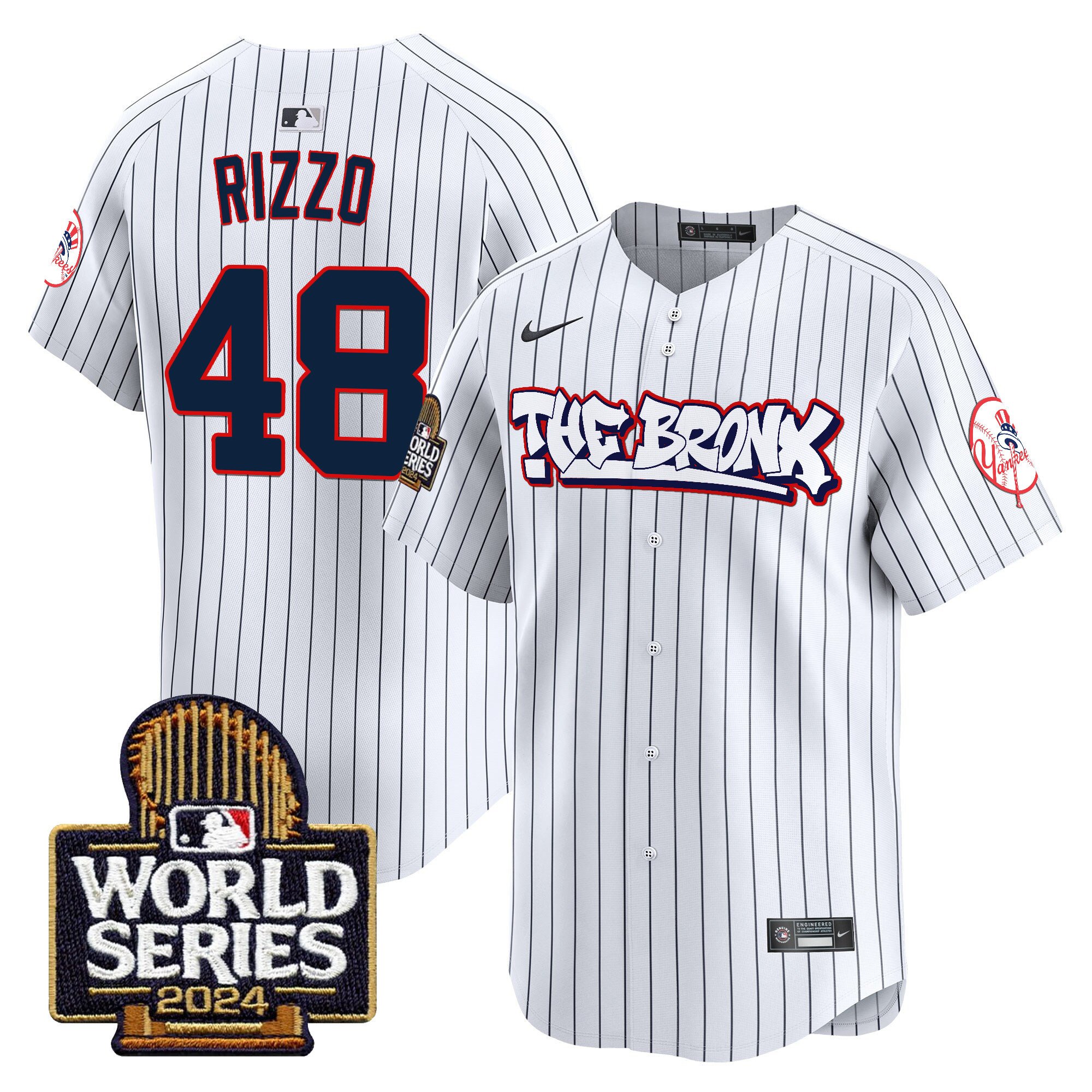 Men’s Yankees The Bronx 2024 World Series Vapor Premier Limited Jersey white #48 Anthony Rizzo