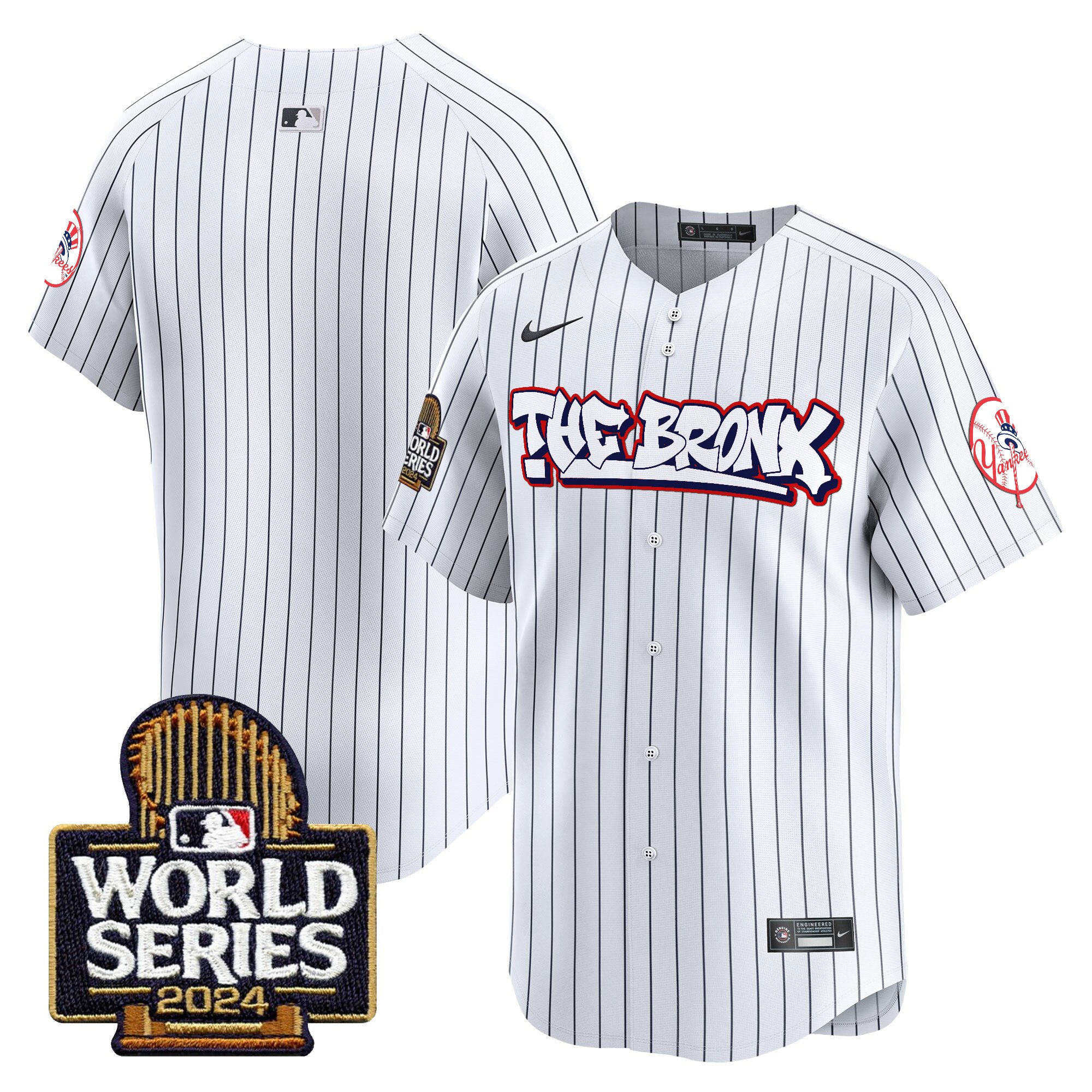 Men’s Yankees The Bronx 2024 World Series Vapor Premier Limited Jersey white blank