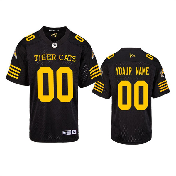 MenCFL Hamilton Tiger-Cats Custom 2019 New Era Home Black Football Jerseys