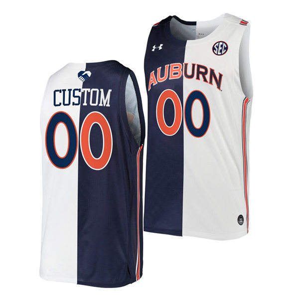 Mens's Auburn Tigers Custom Unite As One Navy White Two Tone Split Edition Basketball Jersey