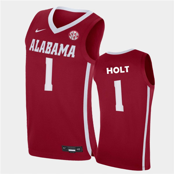 Mens Alabama Crimson Tide #1 Jusaun Holt Nike Crimson College Basketball Game Jersey