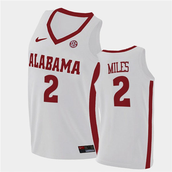 Mens Alabama Crimson Tide #2 Darius Miles Nike White College Basketball Game Jersey