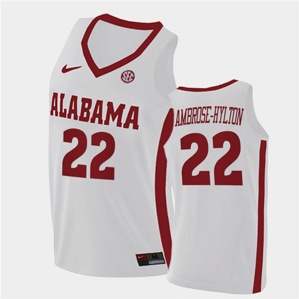 Mens Alabama Crimson Tide #22 Keon Ambrose-Hylton Nike White College Basketball Game Jersey