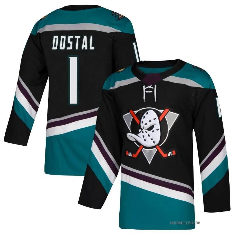 Mens Anaheim Ducks #1 Lukas Dostal Fanatics Black Alternate Jersey 