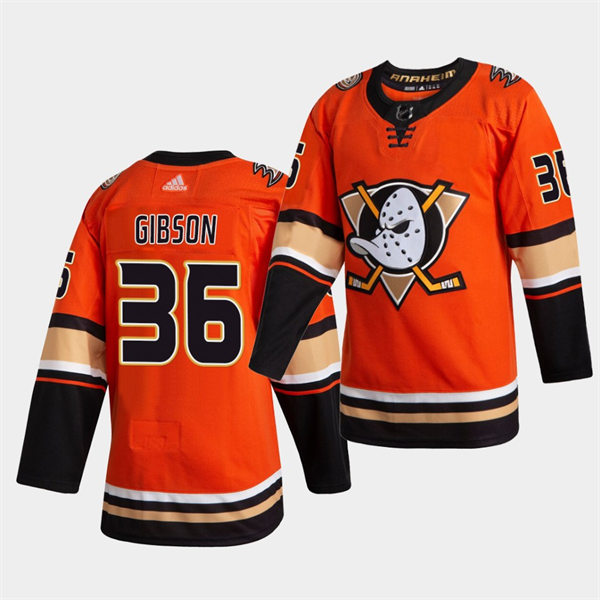 Mens Anaheim Ducks #36 John Gibson Adidas Orange Alternate Stitched Jersey