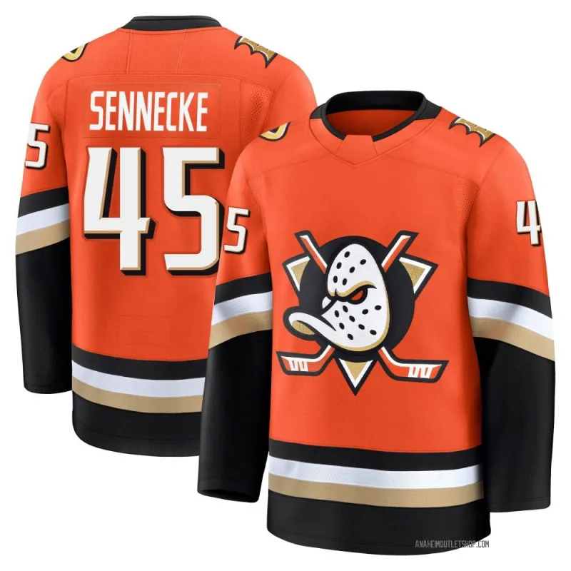 Mens Anaheim Ducks #45 Beckett Sennecke Fanatics 2025 Orange Home Player Jersey 