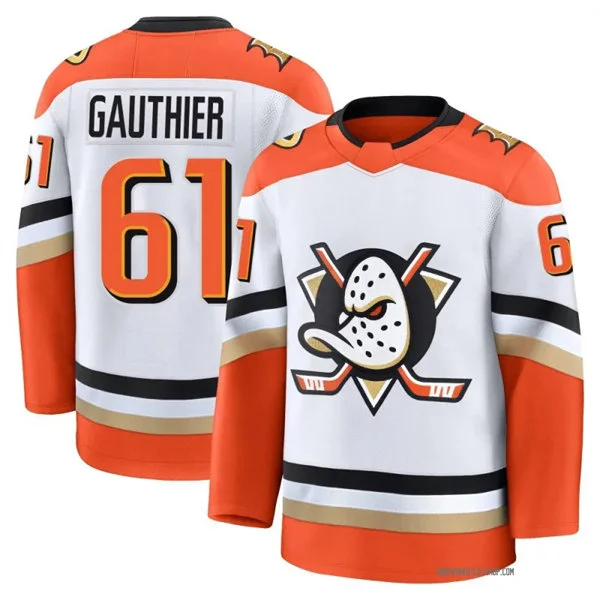 Mens Anaheim Ducks #61 Cutter Gauthier Fanatics 2025 Away White Player Jersey 