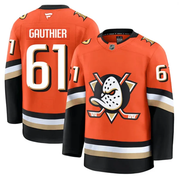 Mens Anaheim Ducks #61 Cutter Gauthier Fanatics 2025 Orange Home Jersey 