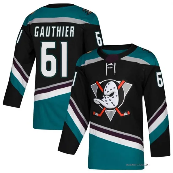 Mens Anaheim Ducks #61 Cutter Gauthier Fanatics Black Alternate Jersey 