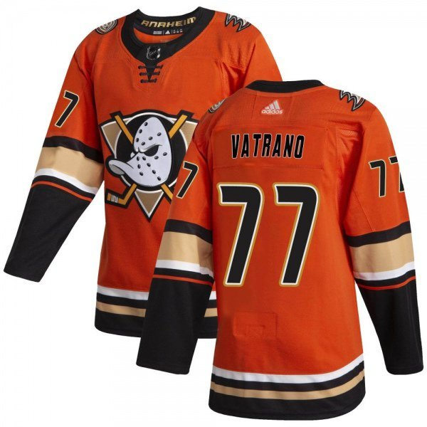 Mens Anaheim Ducks #77 Frank Vatrano Orange Alternate Jersey 