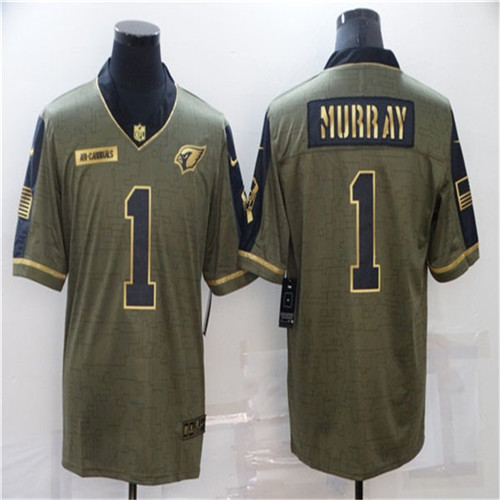 Mens Arizona Cardinals #1 Kyler Murray Nike 2021 Olive Golden Salute To Service Limited Stitched Jersey