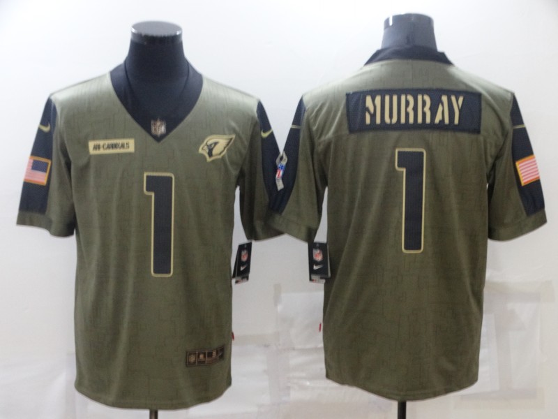 Mens Arizona Cardinals #1 Kyler Murray Stitched Nike Olive 2021 Salute To Service Limited Player Jersey