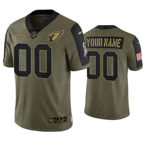 Mens Arizona Cardinals Custom Nike Olive 2021 Salute To Service Jersey