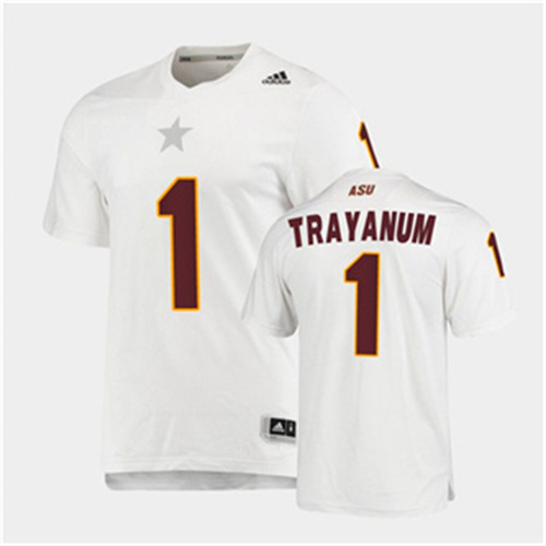 Mens Arizona State Sun Devils #1 DeaMonte Trayanum adidas 2020 White Maroon College Football