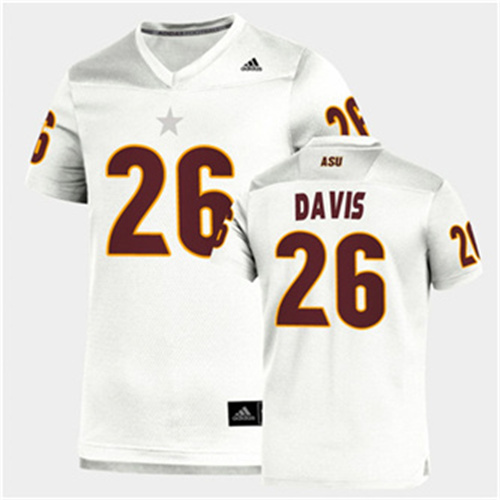 Mens Arizona State Sun Devils #26 Keith Davis adidas 2020 White Maroon College Football Jersey