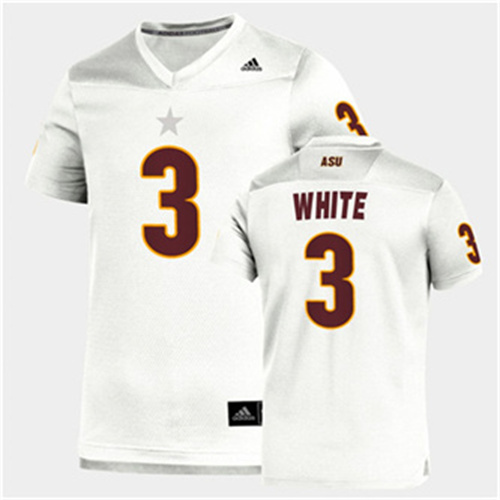 Mens Arizona State Sun Devils #3 Rachaad White adidas 2020 White Maroon College Football Jersey