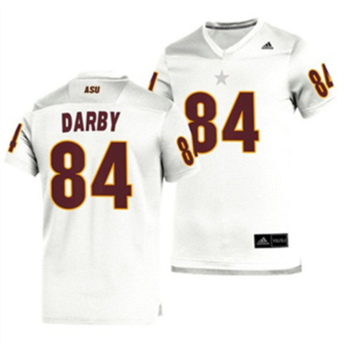 Mens Arizona State Sun Devils #84 Frank Darby adidas 2020 White Maroon College Football Jersey