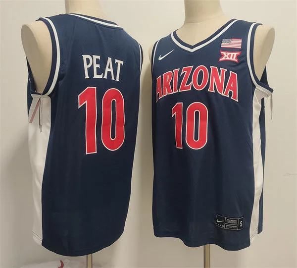 Mens Arizona Wildcats #10 Koa Peat Navy Retro College Basketball Game Jersey 