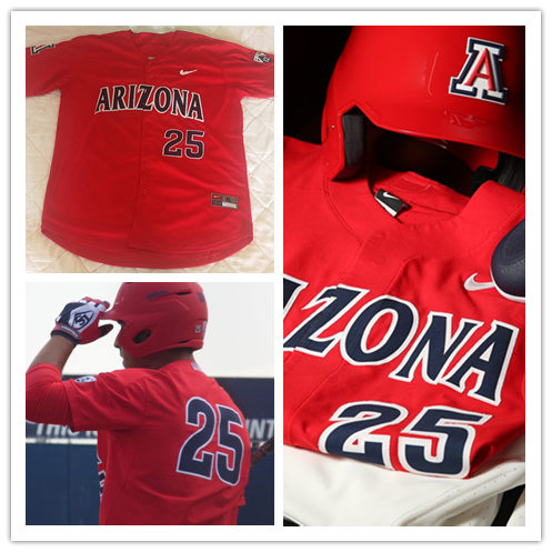 Mens Arizona Wildcats #25 TJ Nichols Nike Red College Baseball Game Jersey