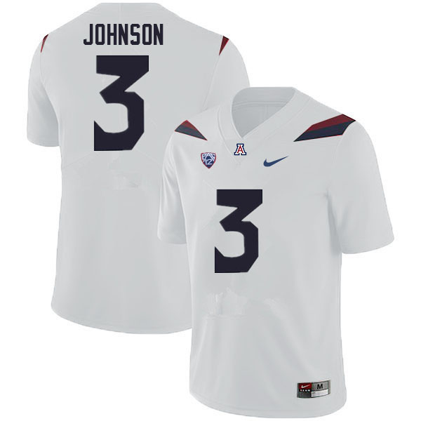 Mens Arizona Wildcats #3 Jalen Johnson Nike White College Football Game Jersey