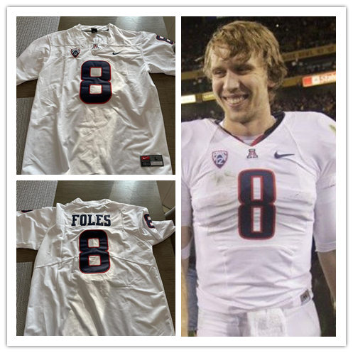 Mens Arizona Wildcats #8 Nick Foles Nike 2012 White Retro Football Jersey