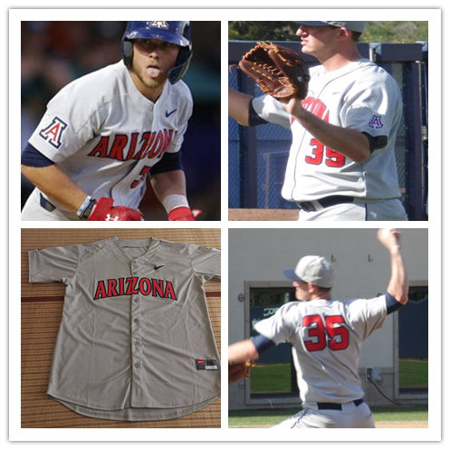 Mens Arizona Wildcats Custom Branden Boissiere Ryan Holgate Garrett Irvin Seth Mejias-Brean Rob Refsnyder Joey Rickard Nike Grey Baseball Jersey