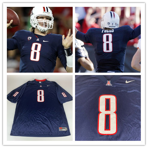 Mens Arizona Wildcats Custom Jalen John K'hari Lane Khalil Tate Michael Eletise Nathan Tilford J.J. Taylor Nike 2012 Navy Retro Football Jersey
