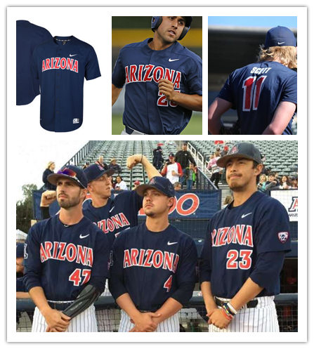 Mens Arizona Wildcats Custom James Farris Johnny Field Alex Mejia Seth Mejias-Brean Rob Refsnyder Joey Rickard Nike Nave Baseball Jersey
