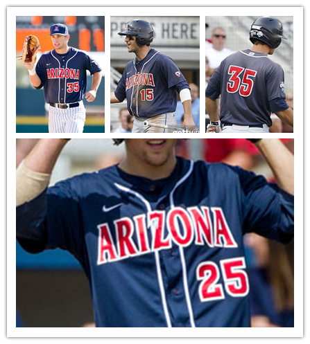Mens Arizona Wildcats Custom Scott Kingery Kobe Kato Chase Silseth Chandler Murphy TJ Nichols Nike Nave with stripe Baseball Jersey