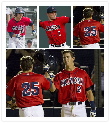 Mens Arizona Wildcats Custom Trevor Hoffman Austin Wells John Salmon Lee Franklin James Farris Johnny Fiel Nike Red with stripe Baseball Jersey